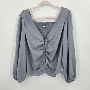 Abercrombie & Fitch Gray Ruched Blouse